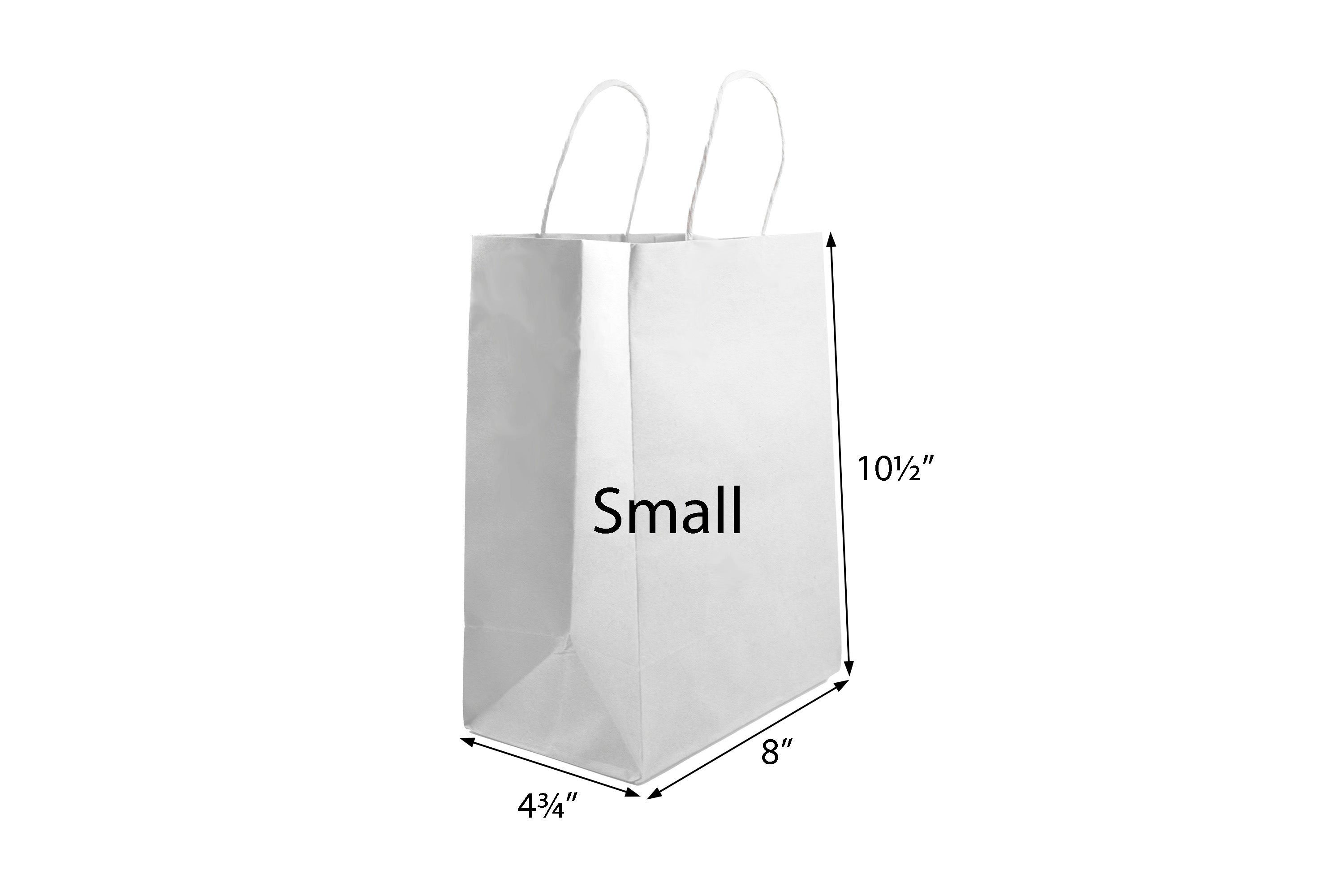 70% RECYCLED WHITE SMALL PAPER BAG - 8x4¾x10½
